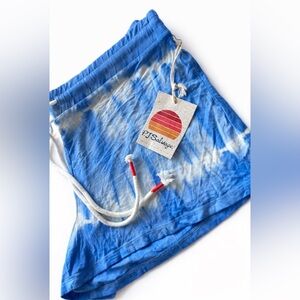 NWT PJ Salvage Blue White Tie Dye Bamboo Lounge Shorts Soft Drawstring Comfy Lg